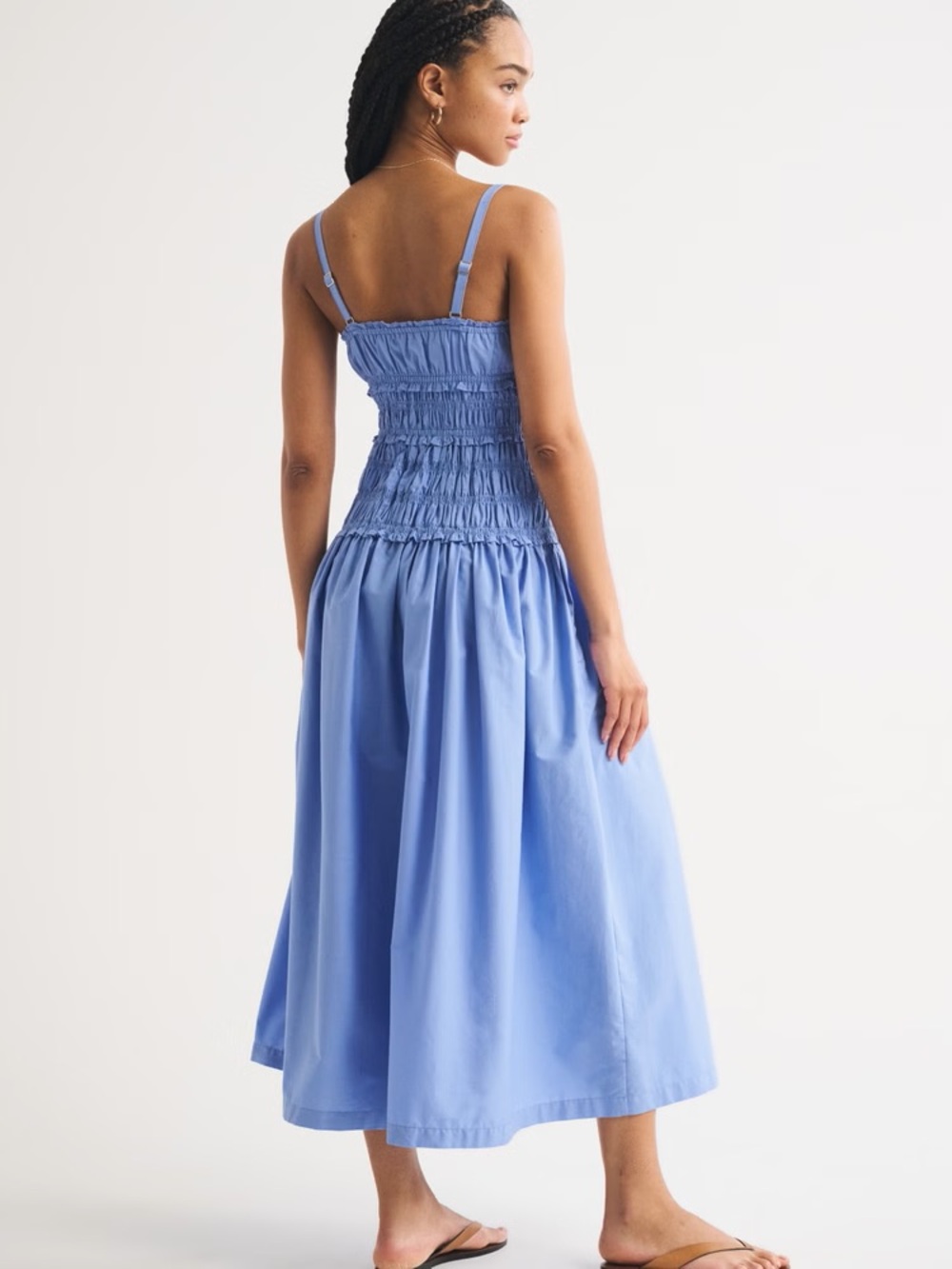Abercrombie Bra-Free Smocked Drop-Waist Maxi Dress in Blue - S - Picture 2 of 8